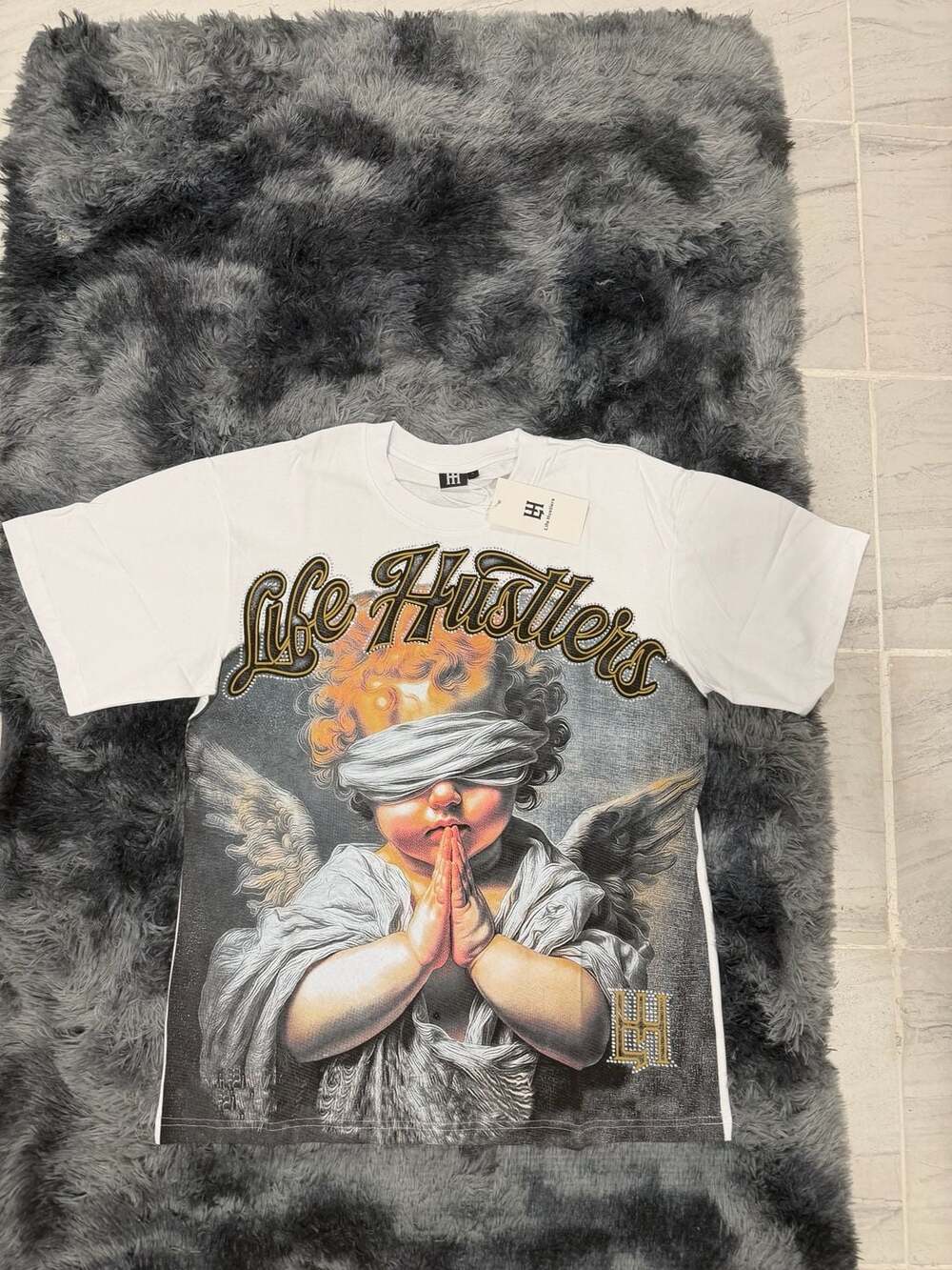 Life Hustlers Praying Angel Graphic Rhinestone T-Shirt